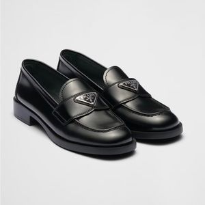 Prada Unlined Brushed Leather Loafer 38